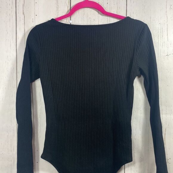 Zara Womens Black Long Sleeve Square Neck Bodysuit - Picture 10 of 11